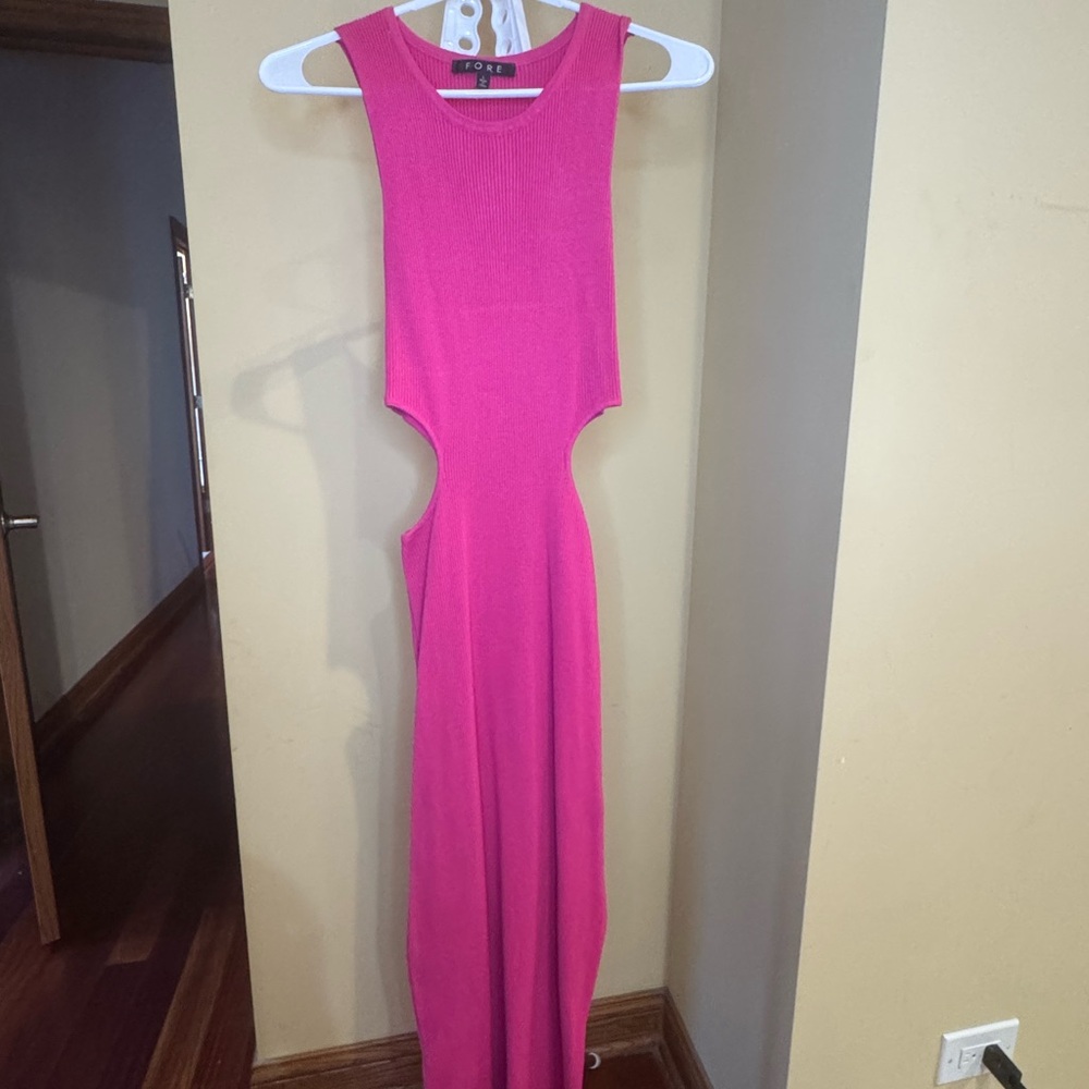Boohoo Vibrant Pink Backless Dress